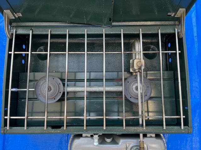 【Coleman】ツーバーナー 414【廃盤希少品】・鉄板・じょうご・収納ケース