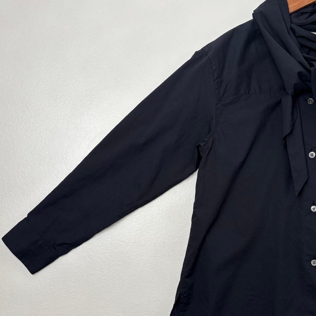 マーガレットハウエル　リボンタイブラウス　ボウタイ　コットン　黒