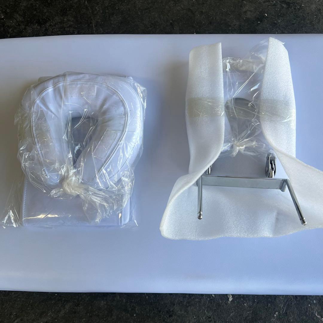 ［4106］展示品未使用　手動昇降式　マッサージベッド　ホワイト　施術　エステ