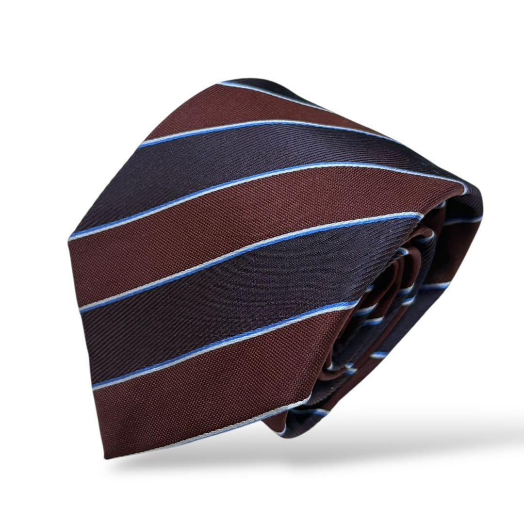 極美品✴︎ FRANCO BASSI ネクタイ ストライプ シルク 三峰 別注