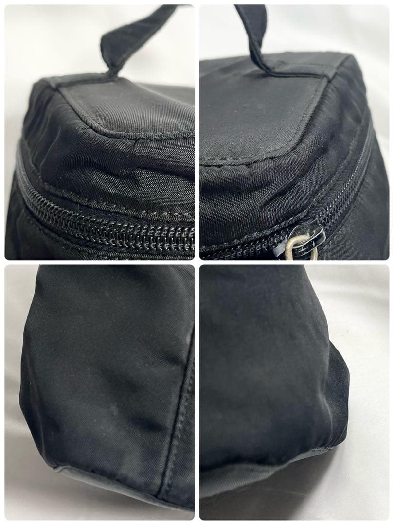 プラダ ブラック ナイロン バニティ ハンドバッグ　コスメバッグ 三角ロゴ 金具