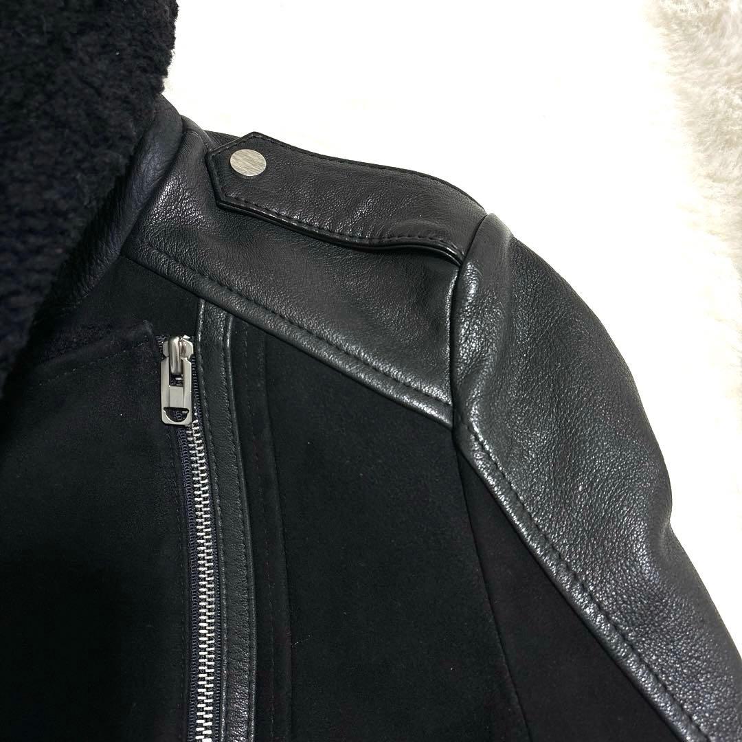 極美品✨ライダース　ジャケット　ダブル　レザー　スエード　ボア　黒　キルティング