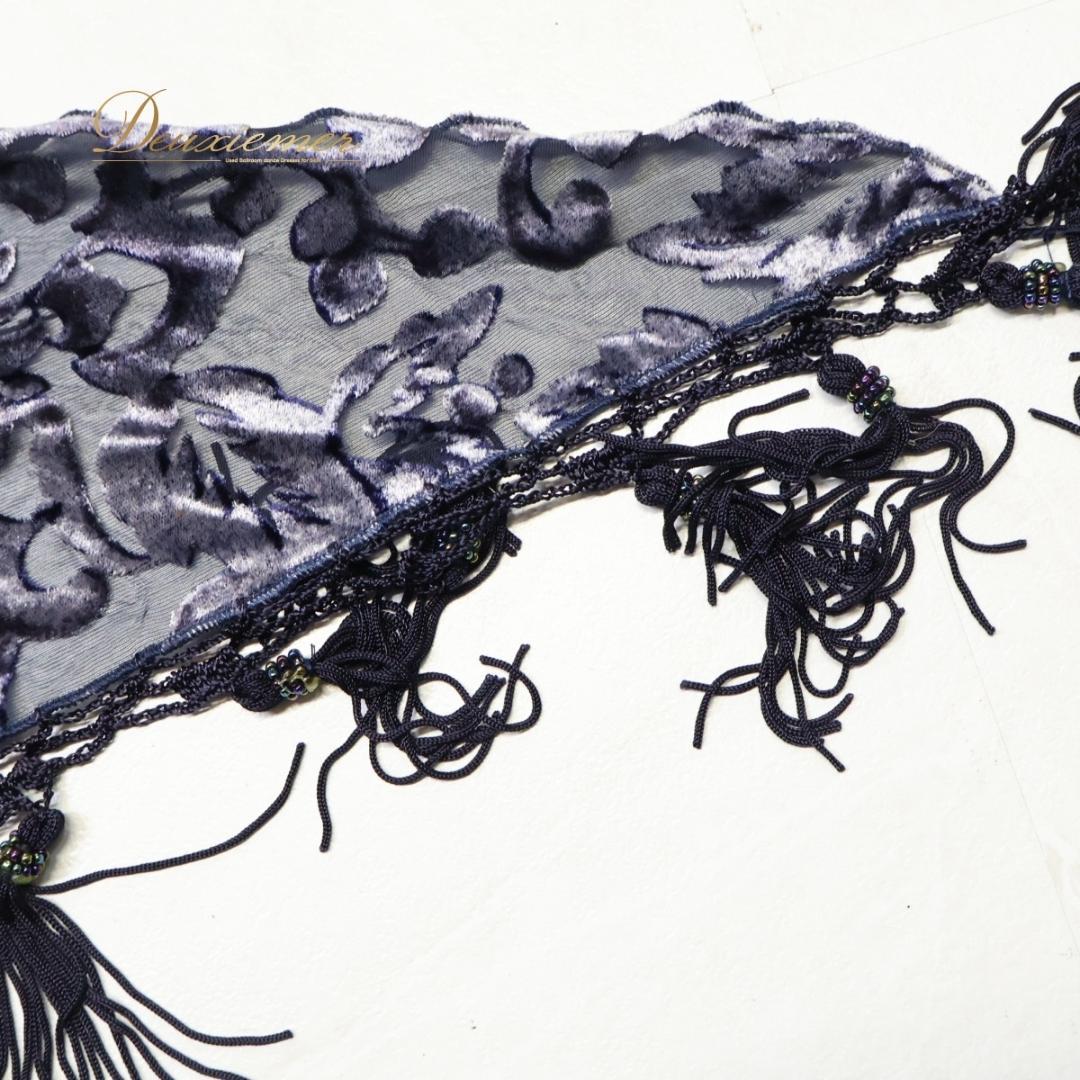 【フラメンコ衣装】ネイビー シージョ ピキージョ 紺 紫 ベロア 透け感 フレコ