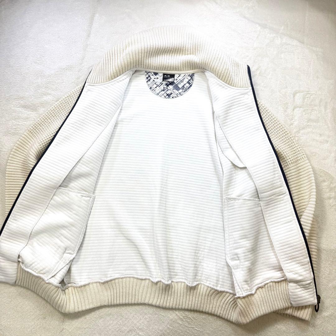 OAKLEY 切替ニット ケーブル網 ウール混 ハイネックジャケット XL