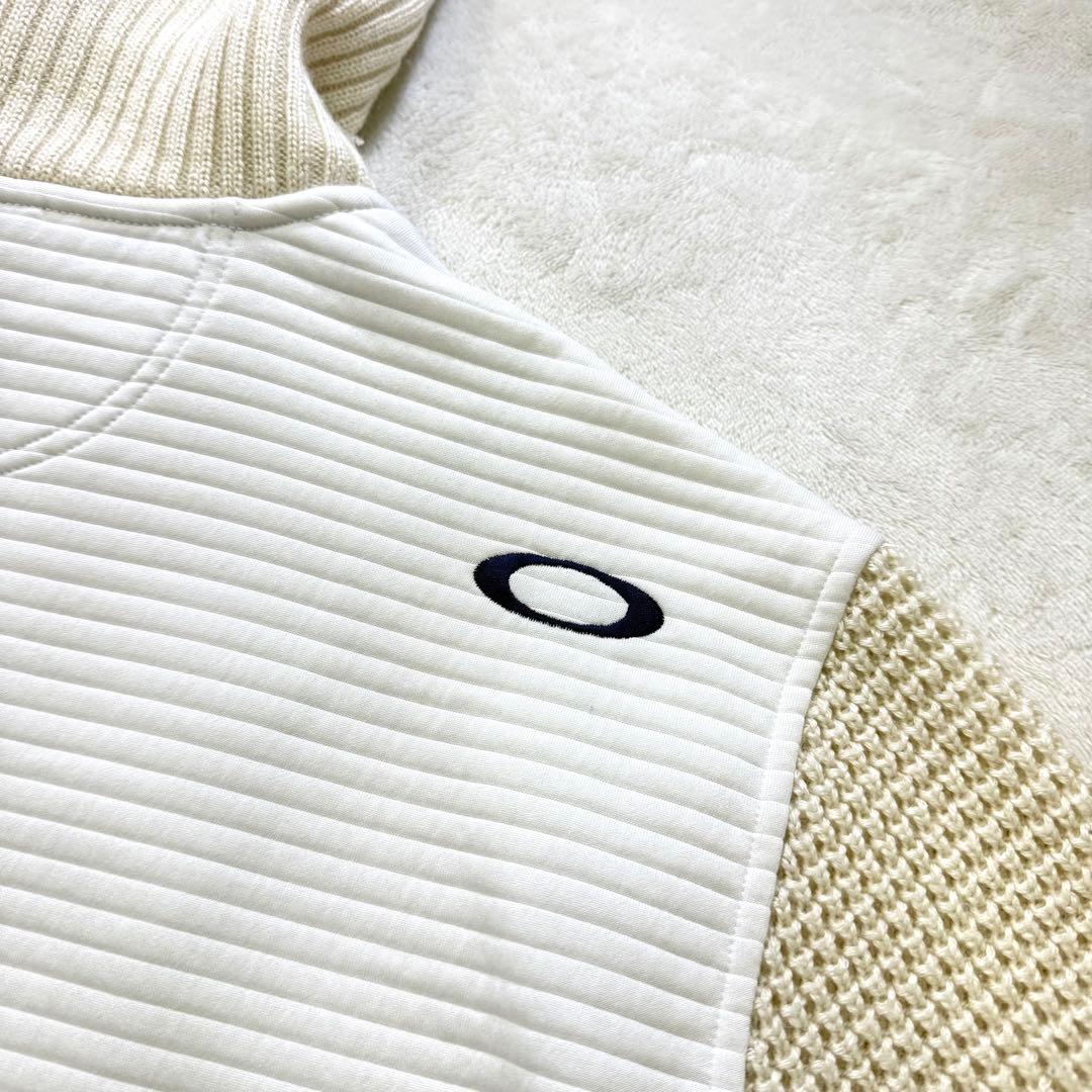OAKLEY 切替ニット ケーブル網 ウール混 ハイネックジャケット XL