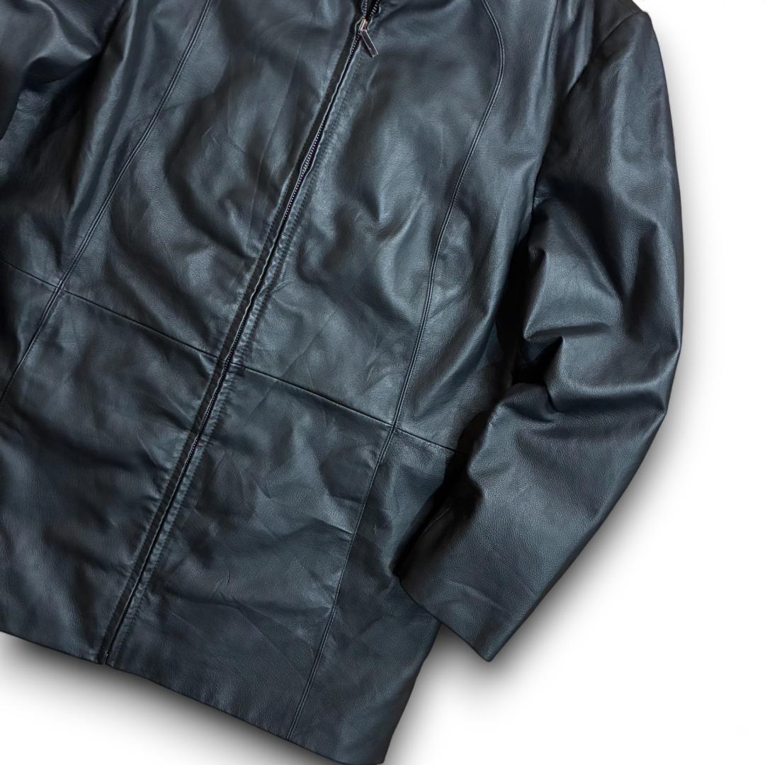 本革 ミドルレザージャケット 90s〜00s Y2K スタンドカラー ブラック