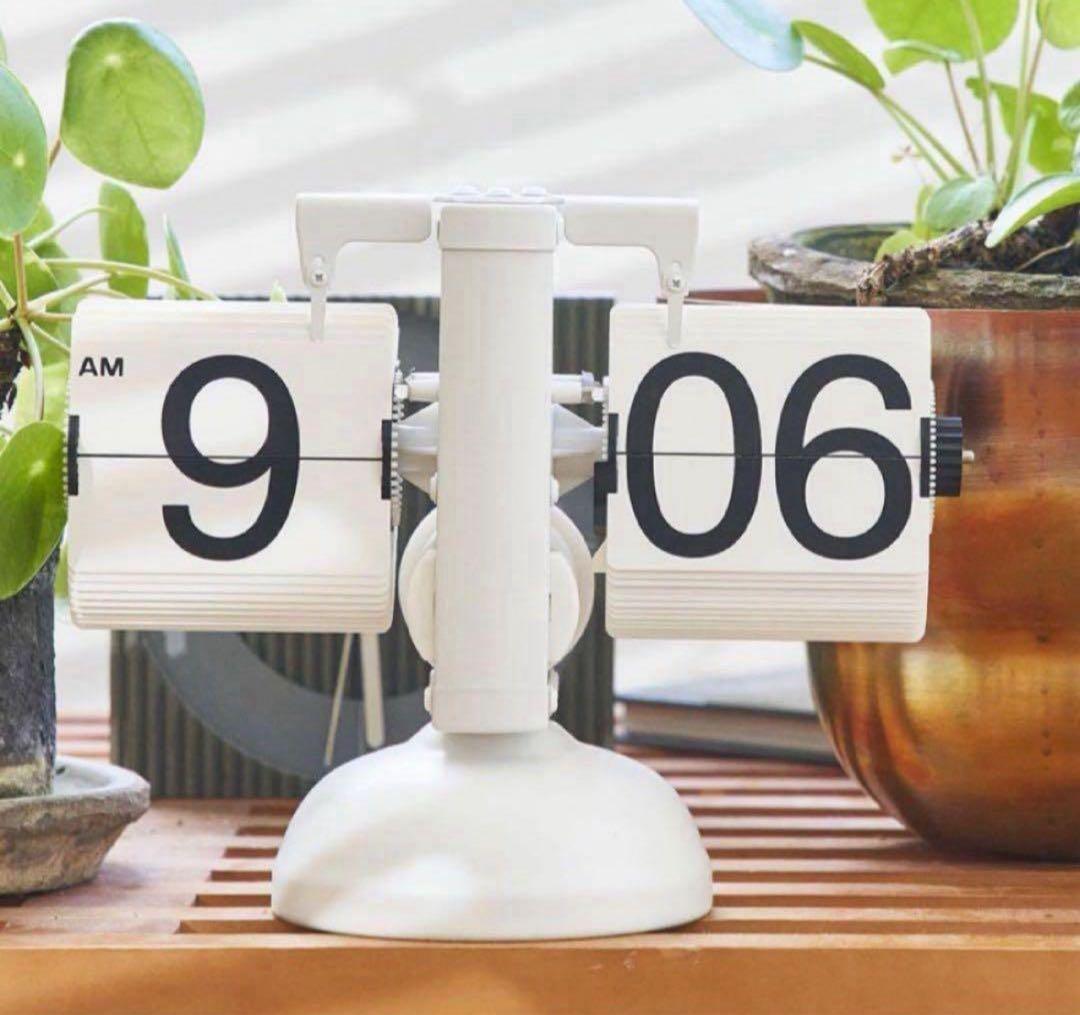 フリップ クロック パタパタ 時計 卓上 白 ホワイト レトロ 置き時計 電池式