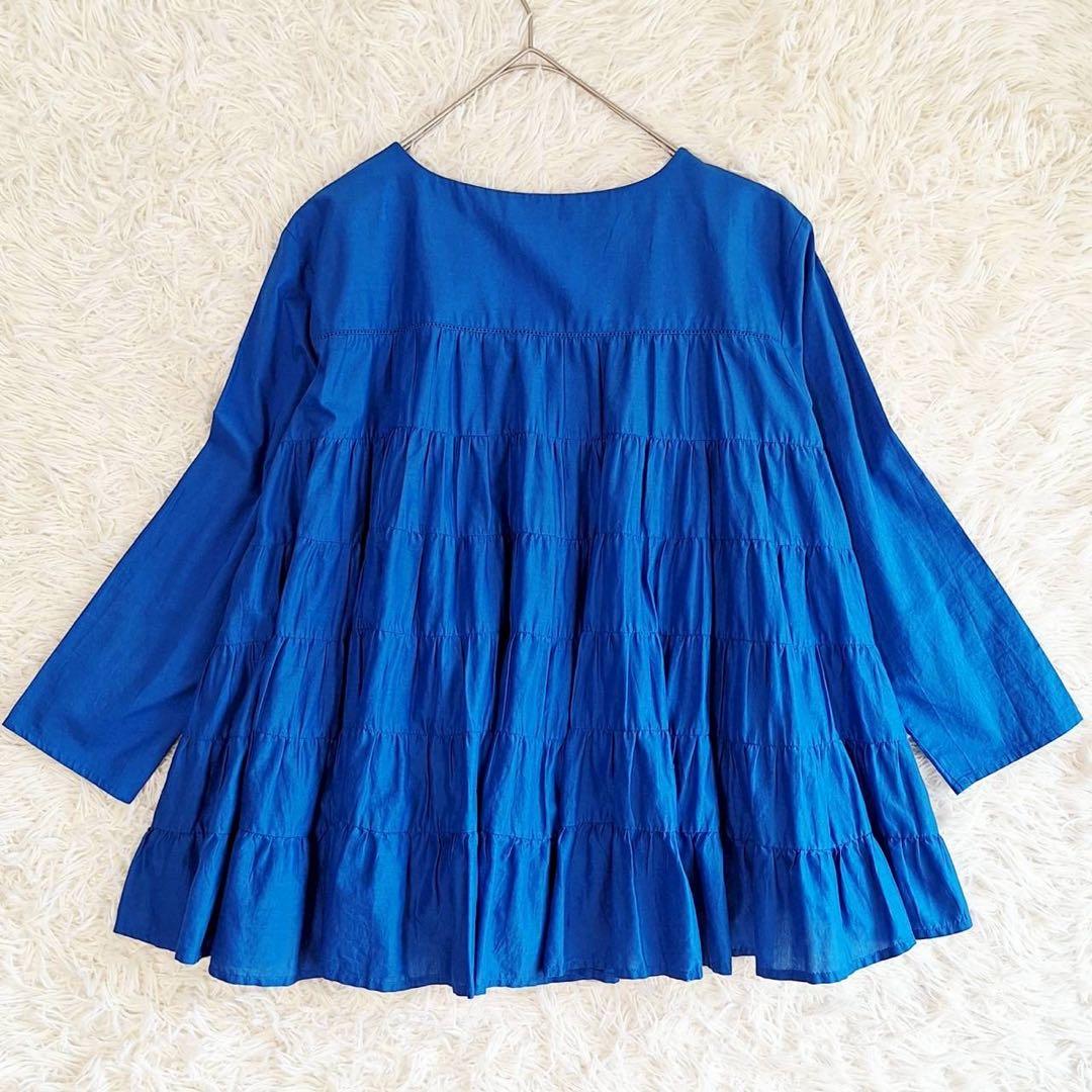 A1977【美品】MERLETTE マーレット ティアードブラウス 青 S