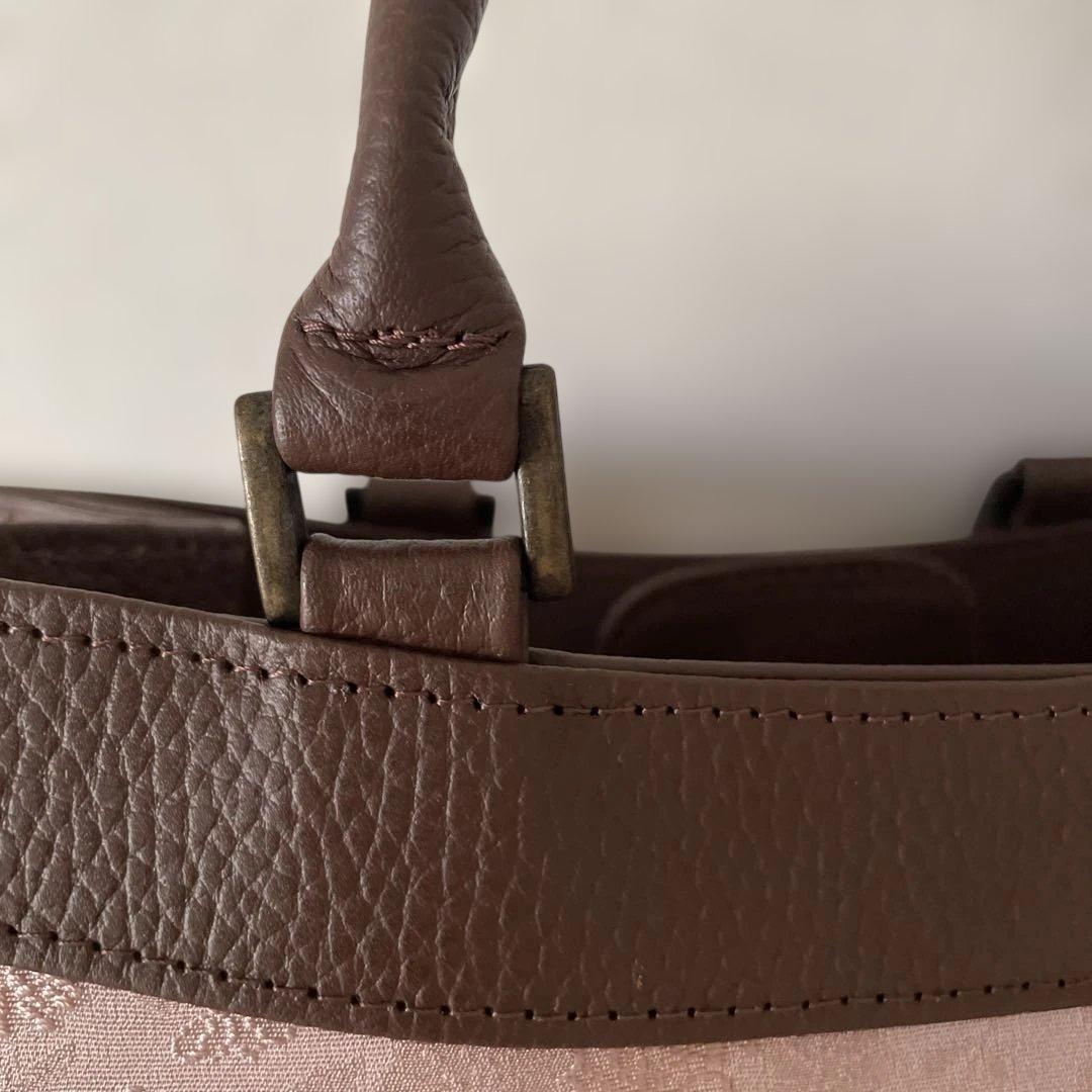 和装　かばん　牛革　ブラウン　ピンク