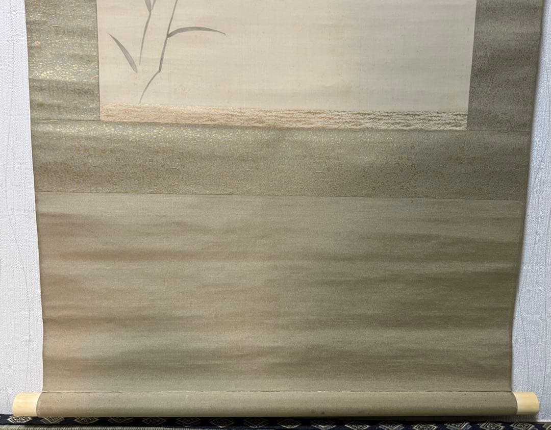 掛け軸　日本画 安田靫彦［朝顔］絹本　木箱！