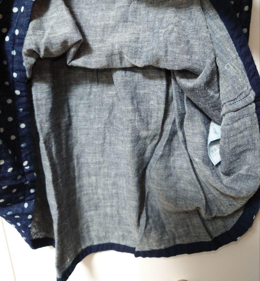 【45r】二重織/インディゴ/水玉/長袖ブラウス/日本製/size3