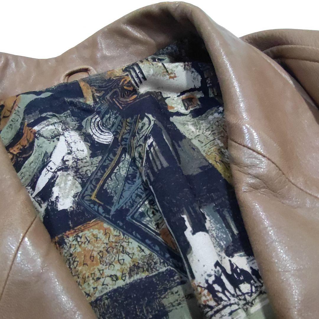 【メンズ XL相当】ランバン　内部総柄　ラムレザー　ジャケット 本革