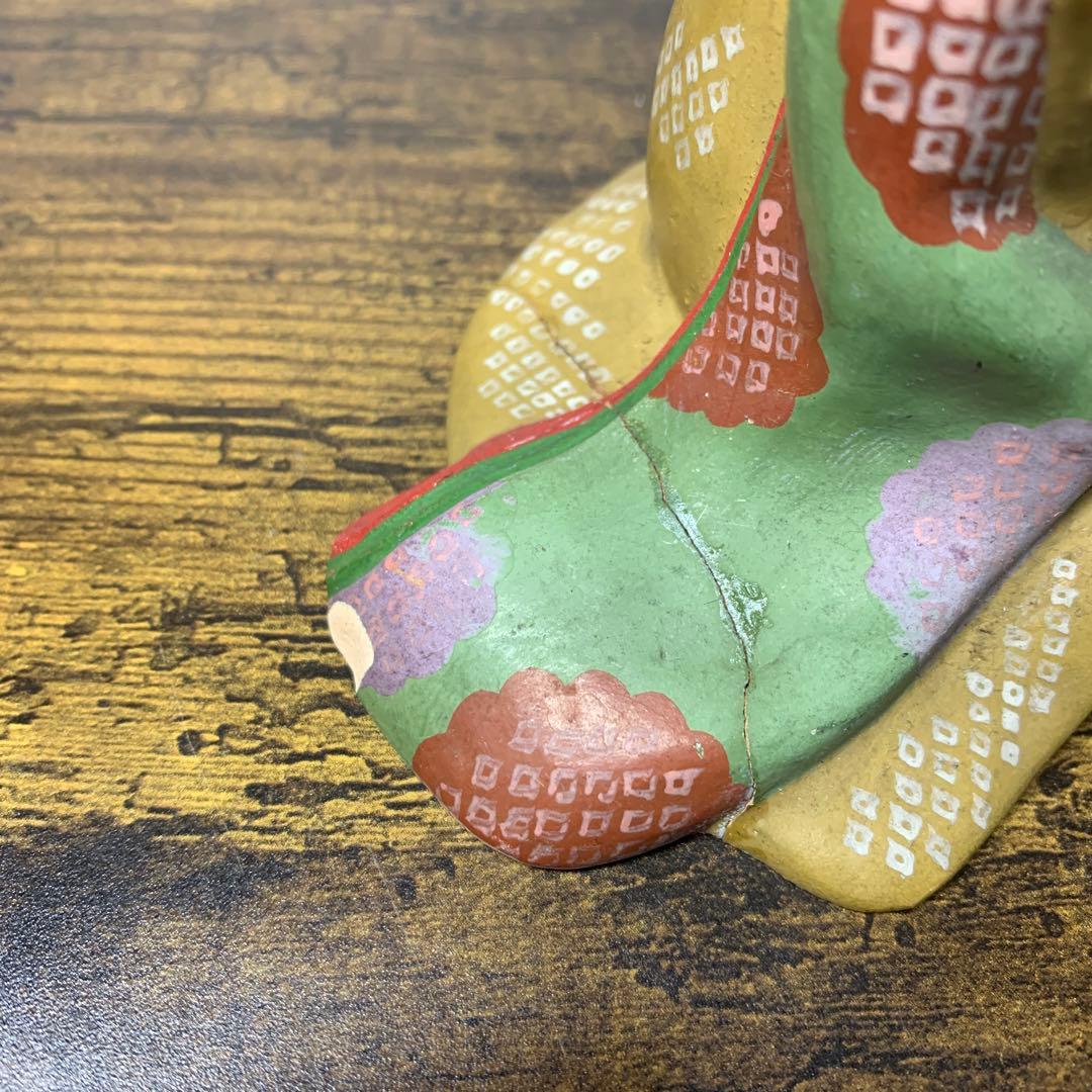 E-4 【アンティーク】博多人形風 土人形 おかっぱの女の子 置物