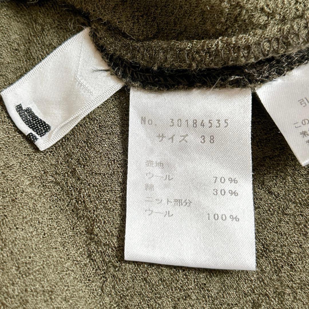 センソユニコ⁂ニットベスト　ジレ　アシメ　変形　バイカラー　ブラック　カーキ　M