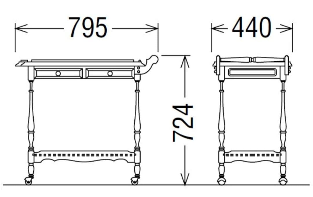 アンティーク　ワゴン　高級　ブラウン　カリモク　コロニアル　ダイニング　木製