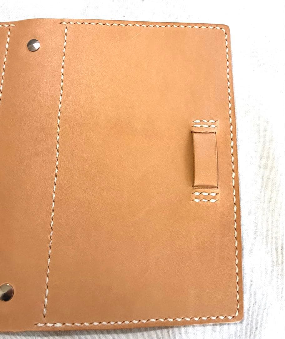 【ヌメ革】バイブルサイズシステム手帳　太めのベルト　ライトキャメル　ハンドメイド