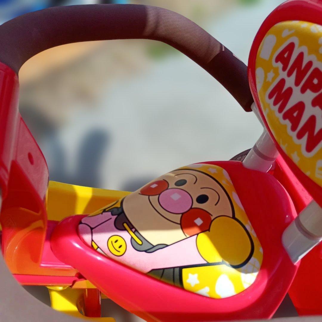 【早い者勝ち！美品動作良好です】アンパンマン 三輪車 赤 日よけ付き
