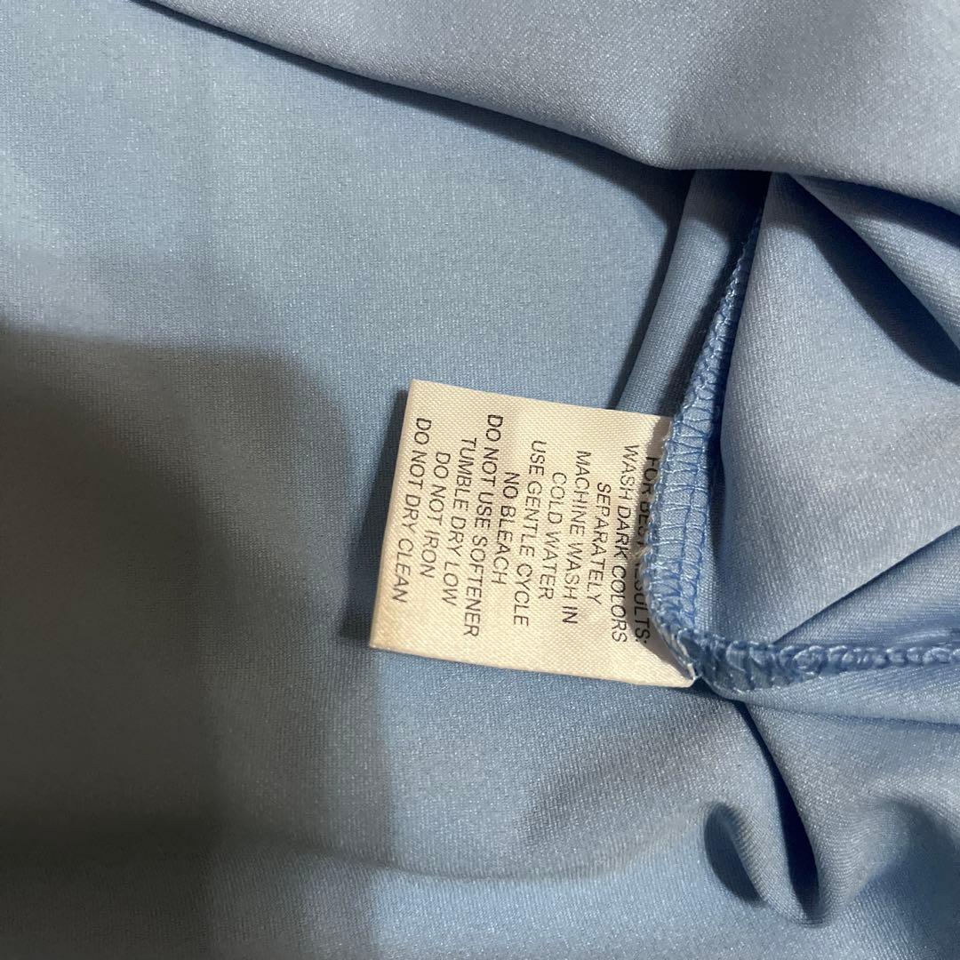 新品タグ付 マスターズ公式 ポロシャツ S 水色 総柄 ストレッチ ゴルフ 希少