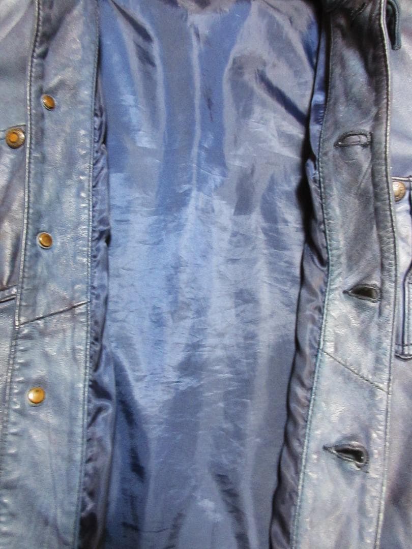 Ku USA 空　インディゴ染めヴィンテージ加工　レザー　シャツ　ジャケット