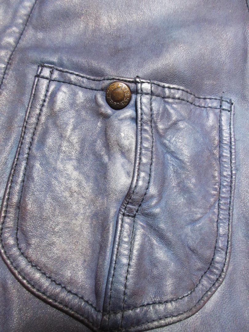 Ku USA 空　インディゴ染めヴィンテージ加工　レザー　シャツ　ジャケット