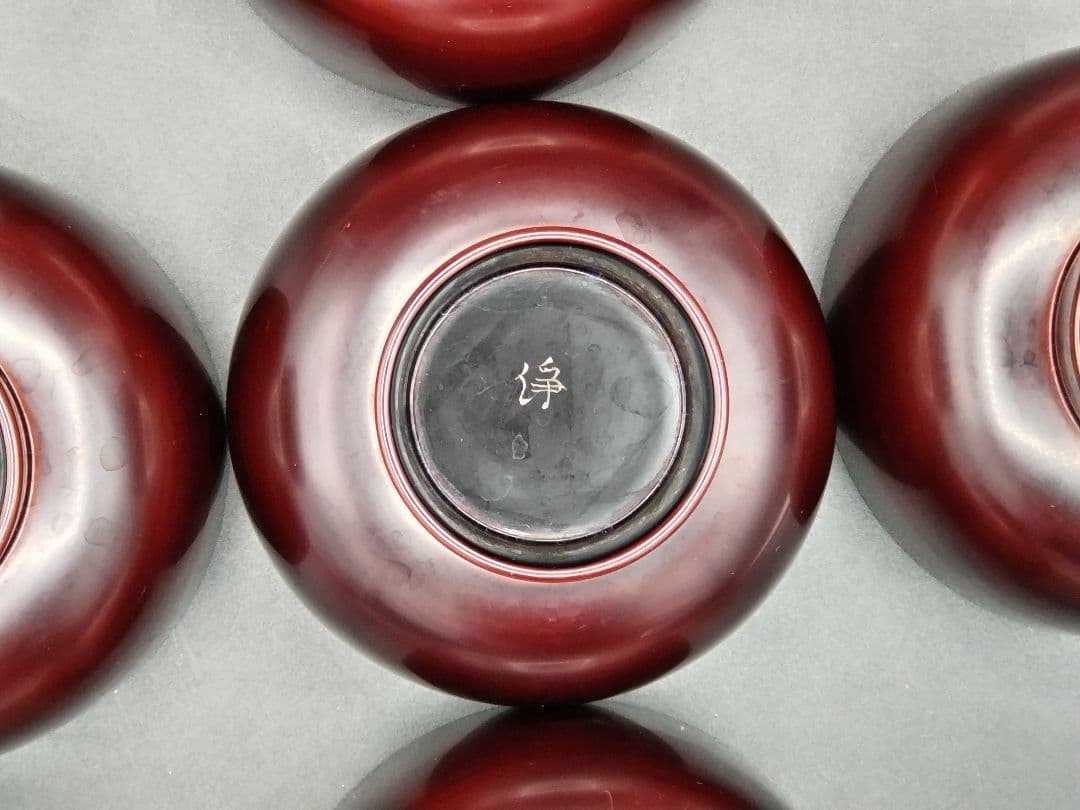 岩手県浄法寺漆器「御山御器」木製 黒赤グラデーション 汁椀五客