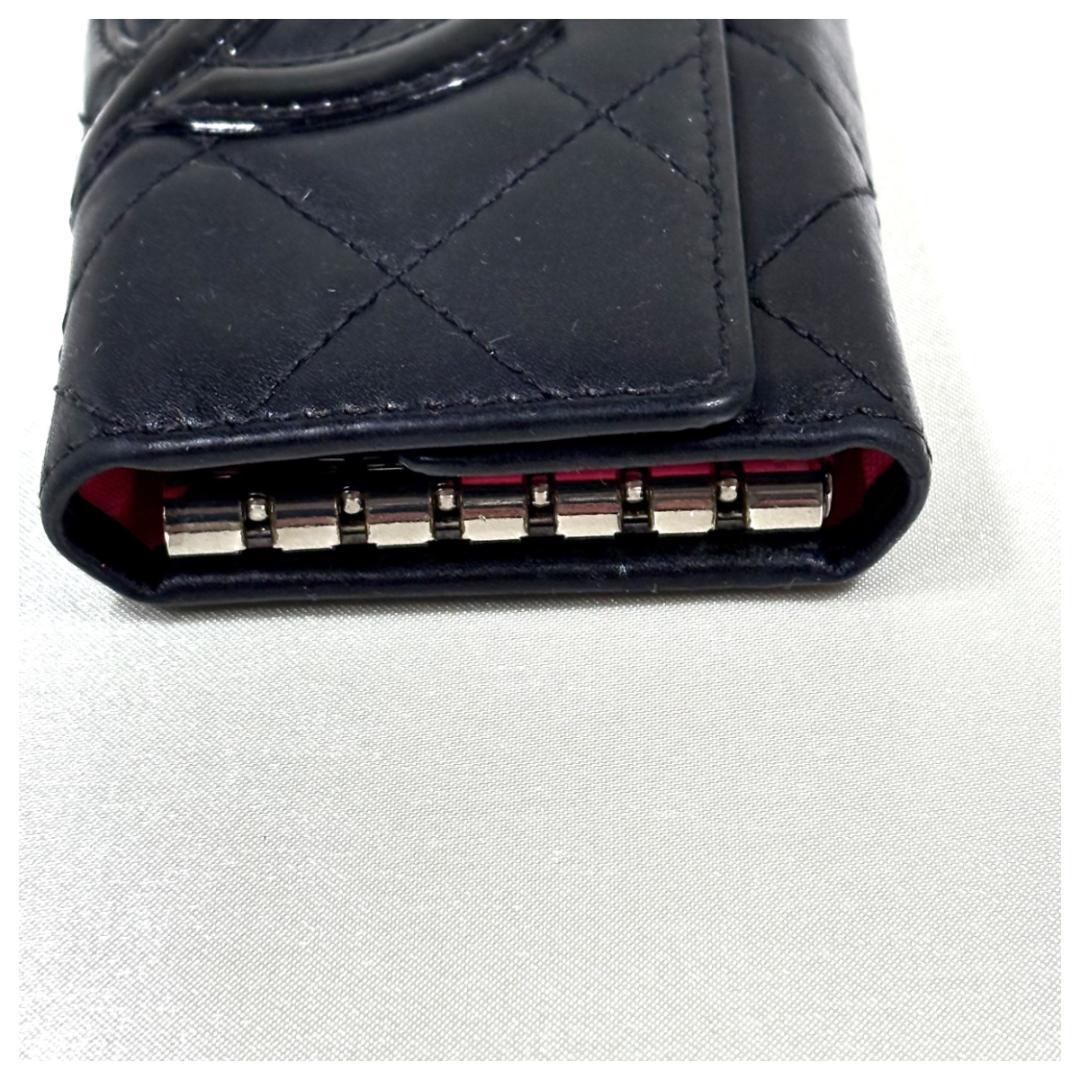CHANEL カンボン ブラック ピンク キーケース キルティング
