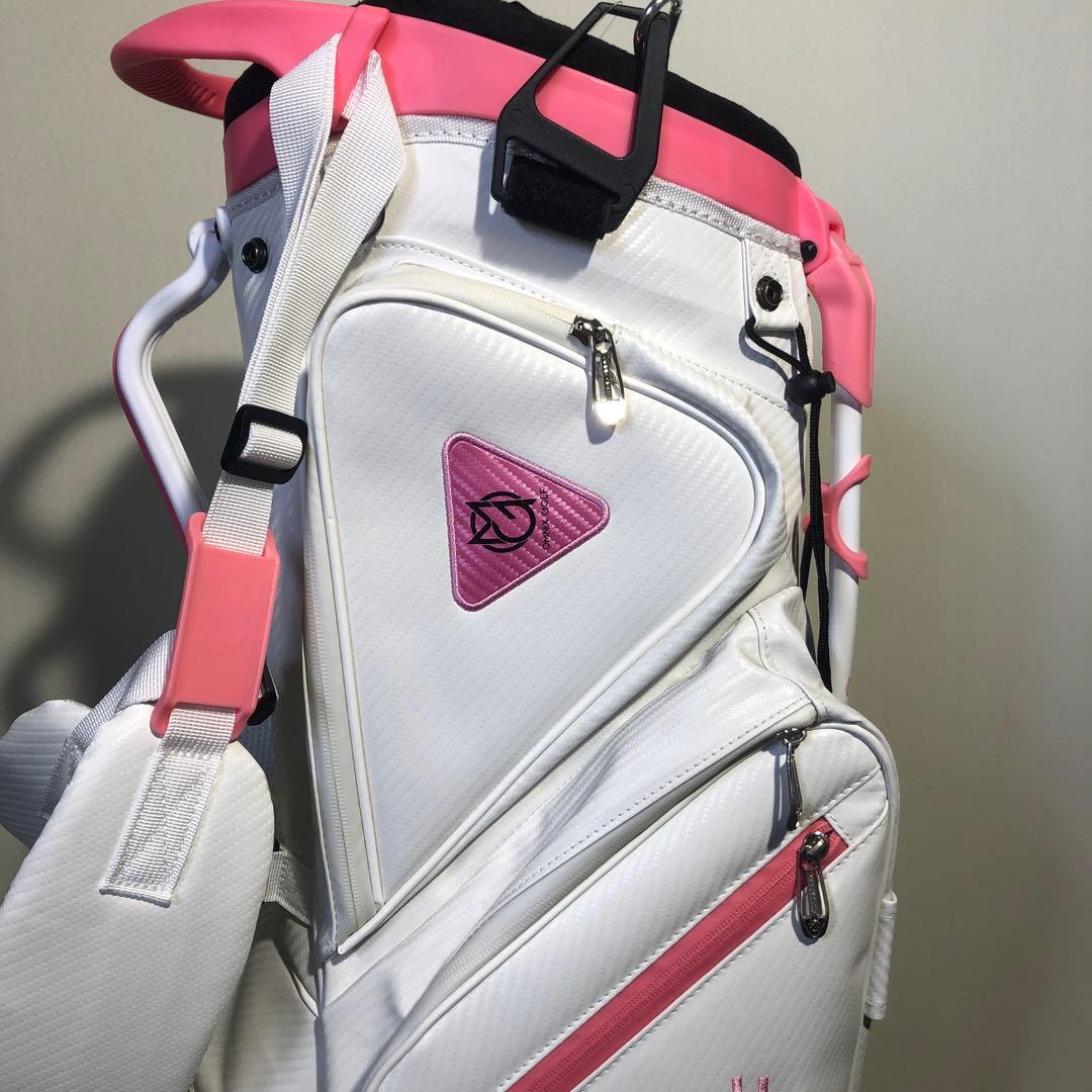 訳ありOMNIX GOLF 8.5型　スタンドキャディバッグ ホワイト　ピンク
