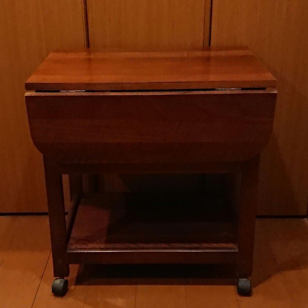 昭和レトロ 両側バタフライワゴン テーブル 木製 折りたたみ キッチンワゴン