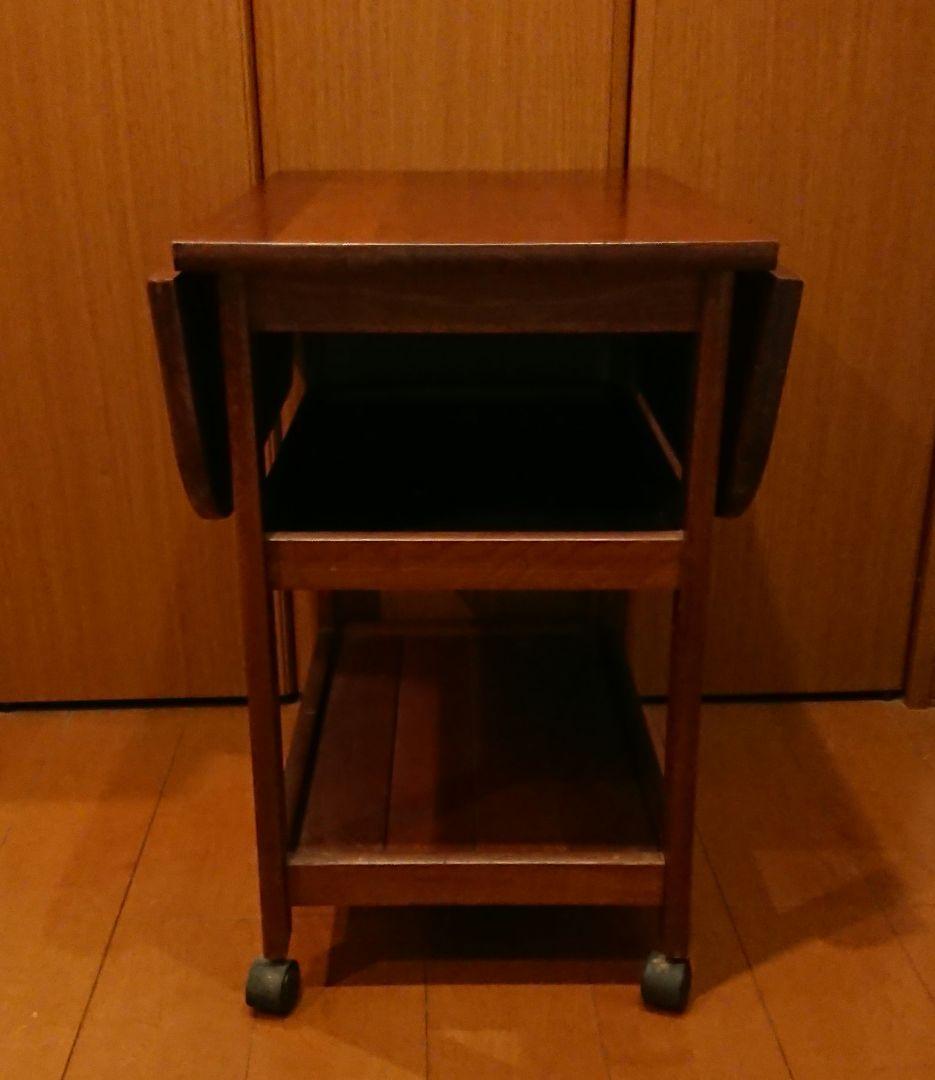 昭和レトロ 両側バタフライワゴン テーブル 木製 折りたたみ キッチンワゴン
