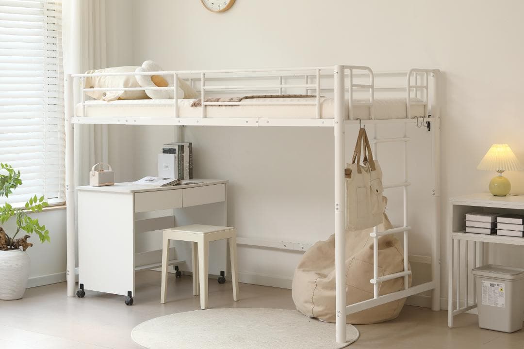 人気再入荷！【高さ140cm】ロフトベッド（S）一人暮らし かわいい！WHITE