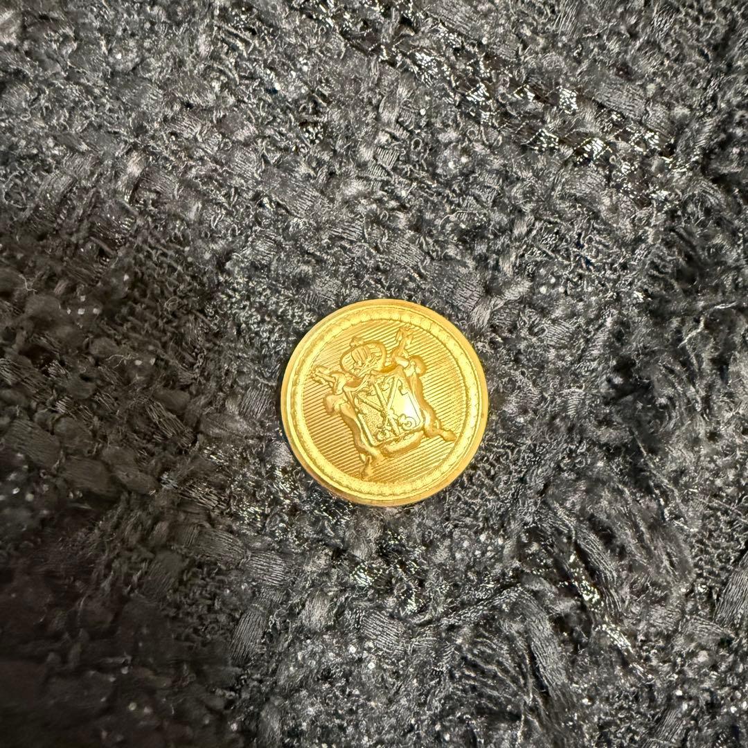 【未使用級】arpege story 金ボタンツイード　ペプラムジレ　黒　M