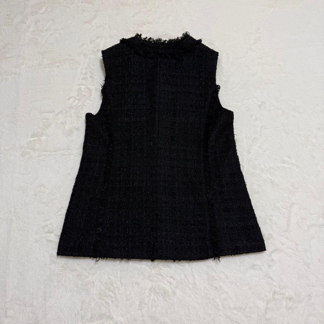 【未使用級】arpege story 金ボタンツイード　ペプラムジレ　黒　M