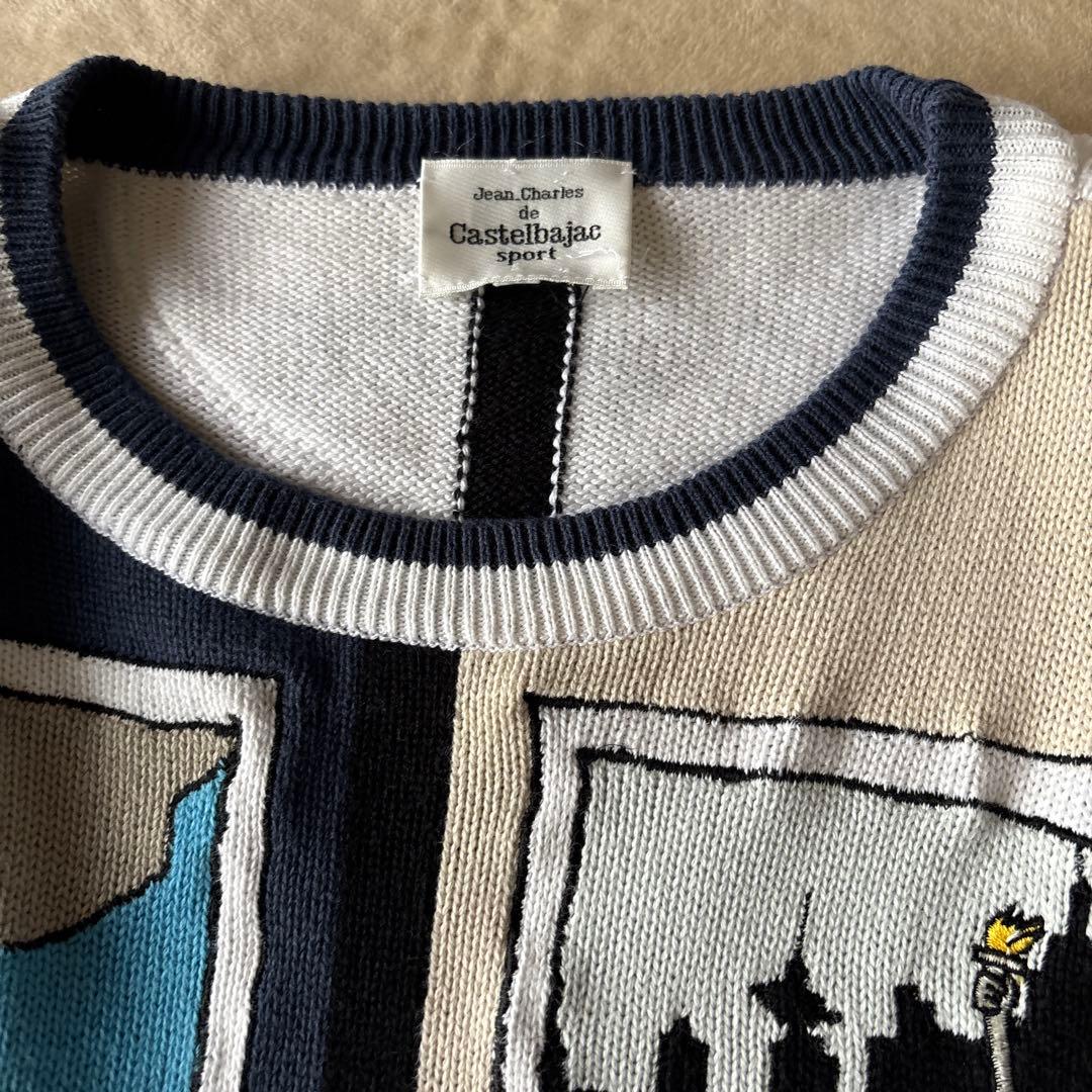 カステルバンジャック観光地刺繍 ニットセーター Lサイズ