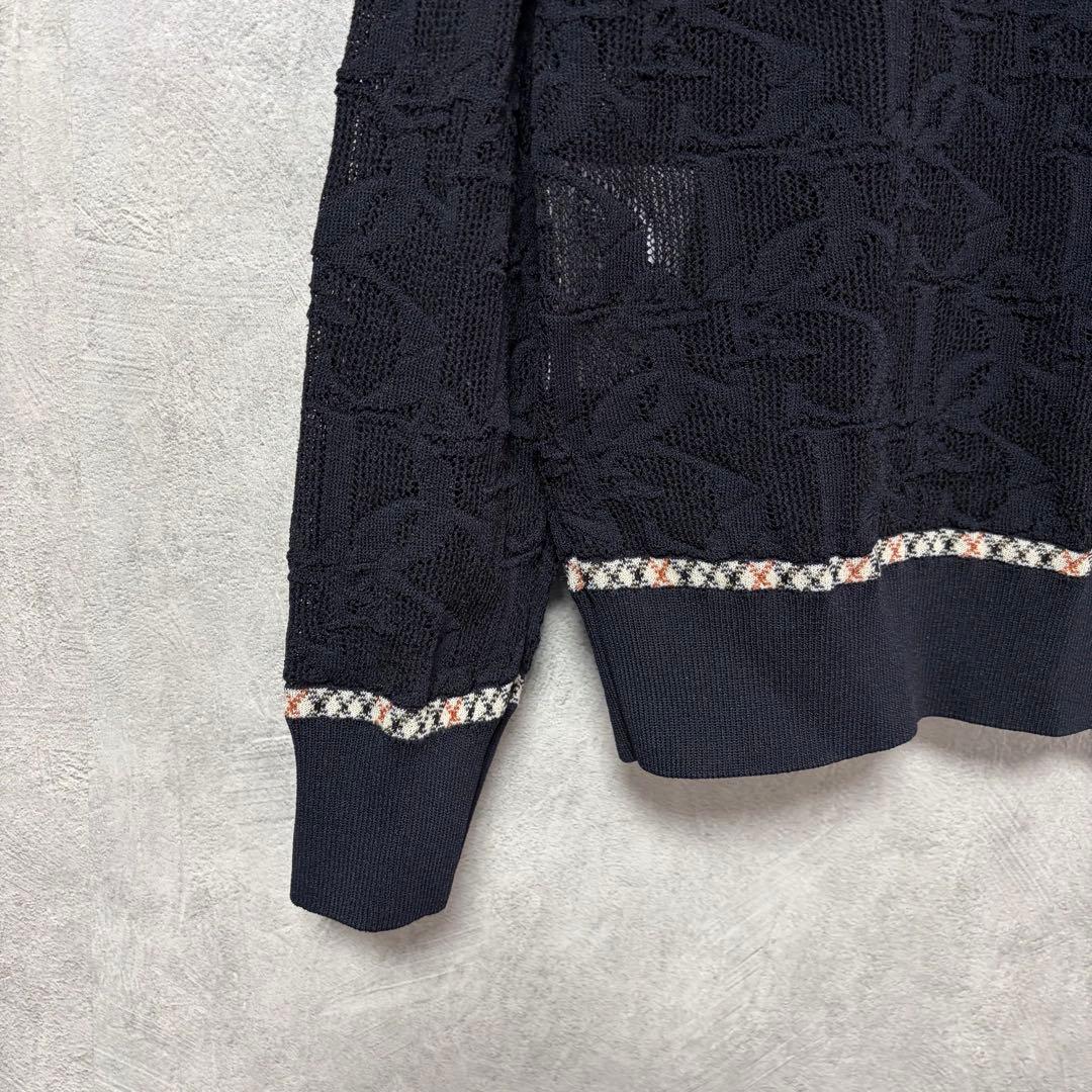 DAKS ネイビー フルジップ ロゴ パーカー シースルー 40 極美品