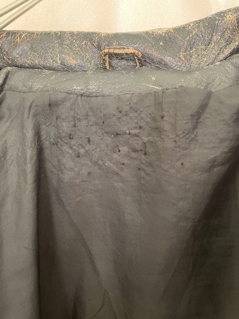 アメリカ国旗刺繍 ブラックレザーライダースジャケット