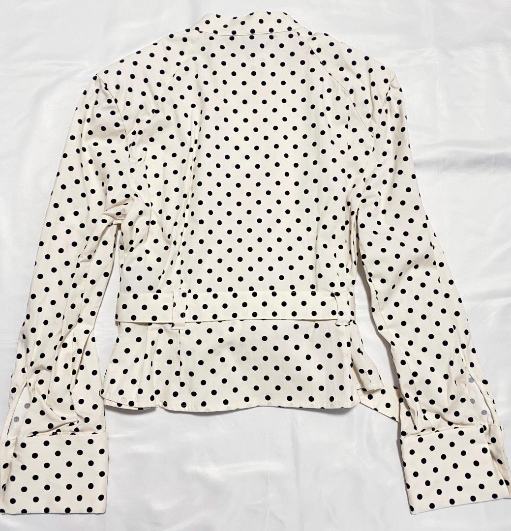 新品‼ ZARA ドット柄シャツジャケット 水玉 白色 黒色 L