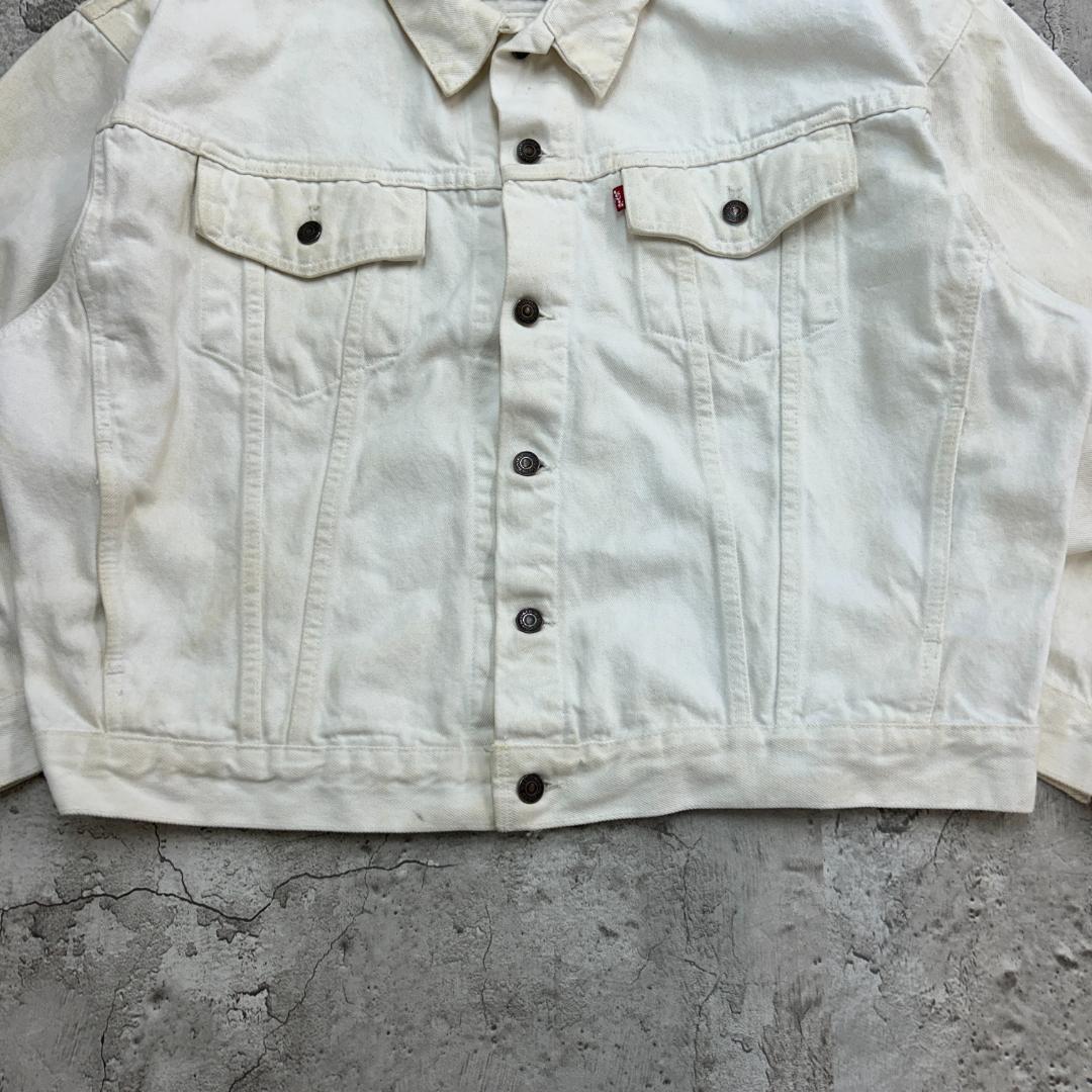 グ*ン様 90s　USA製　Levi's　デニムジャケット　XL　ホワイト　無地