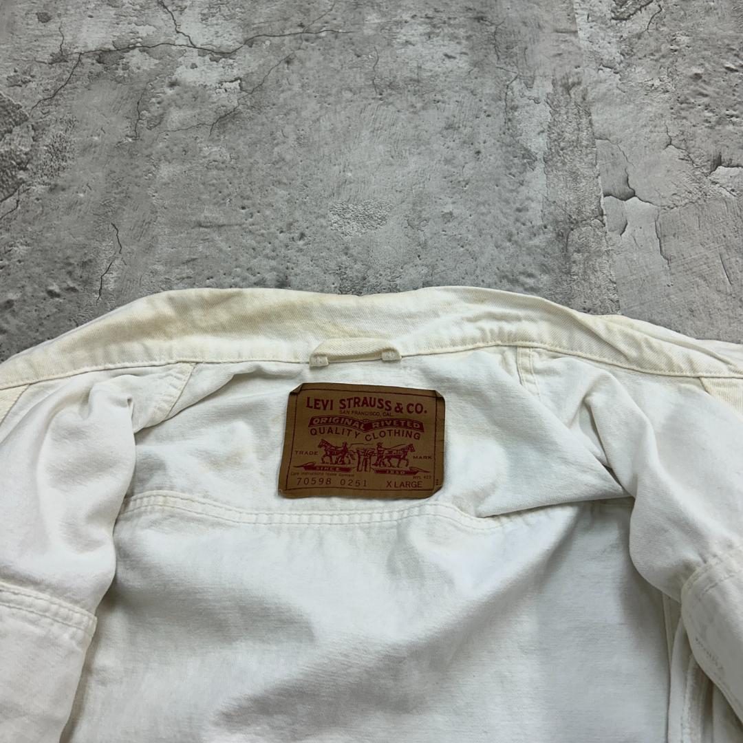 グ*ン様 90s　USA製　Levi's　デニムジャケット　XL　ホワイト　無地