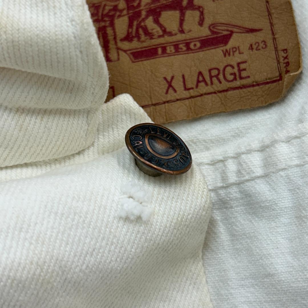 グ*ン様 90s　USA製　Levi's　デニムジャケット　XL　ホワイト　無地