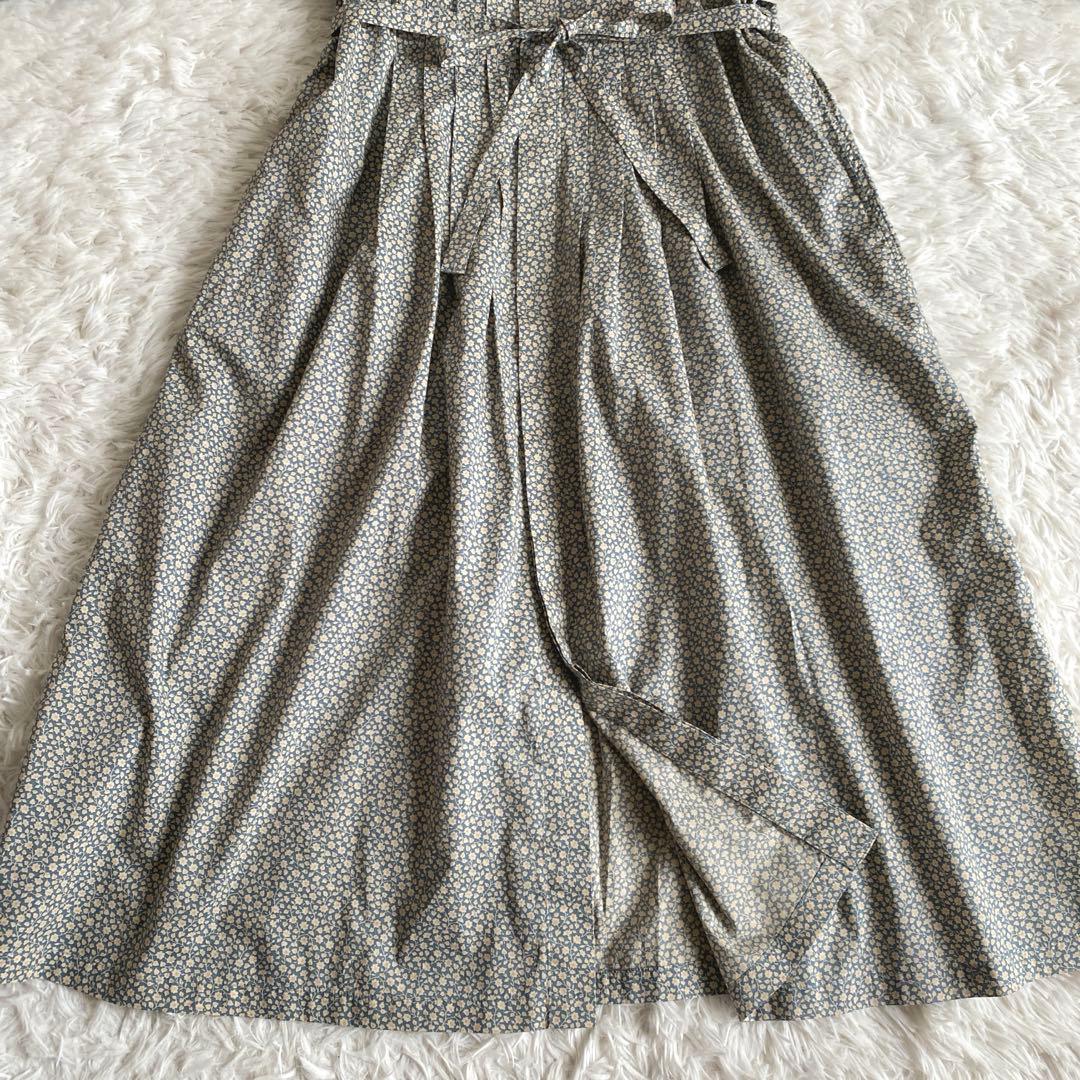 極美品☆グランマママドーター ペルヴィアンピマ タックシャツワンピース 小花柄