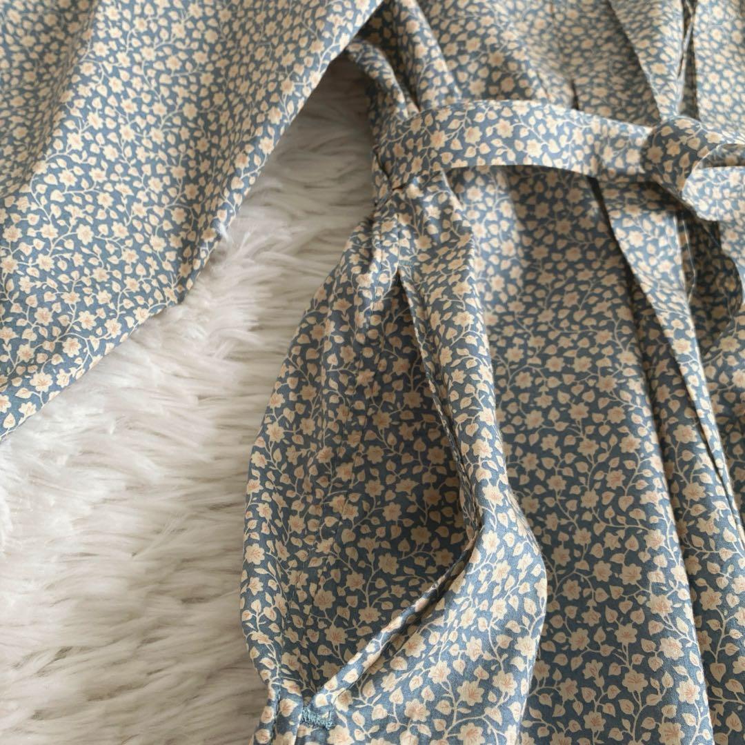 極美品☆グランマママドーター ペルヴィアンピマ タックシャツワンピース 小花柄