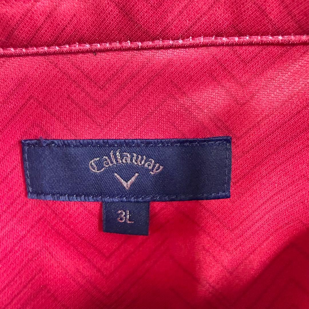 【キャロウェイ】新品タグ付 ポロシャツ レッド 総柄 3Lサイズ メンズ