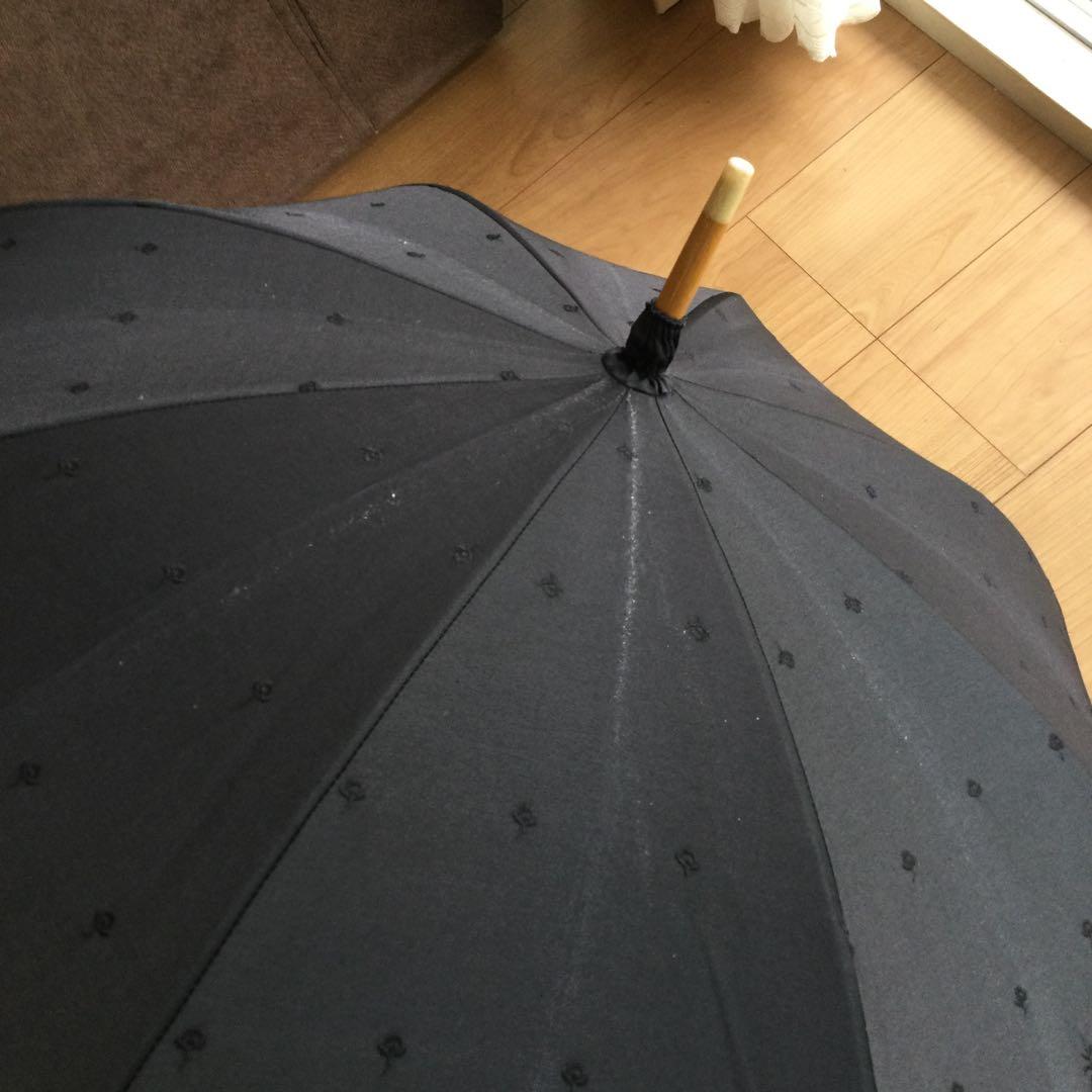 (美品)ザギンザ　黒コットンレースバンブー日傘