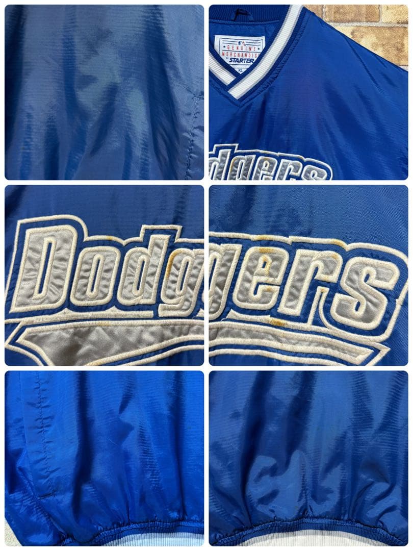 スターター　ロサンゼルスドジャース　ナイロンプルオーバー　チームロゴ　ブルーXL