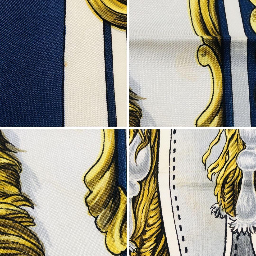 エルメス HERMES カレ90 法廷の勒 ネイビー系 スカーフ