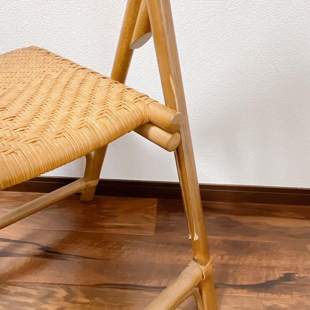 ラタン 折りたたみ椅子 2脚セット 籐家具フォールディングチェア 昭和レトロ椅子