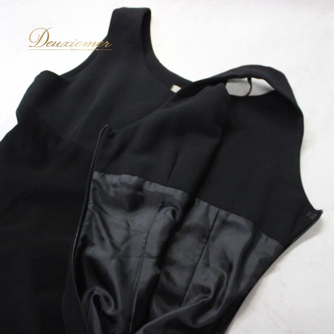 【社交ダンス衣装】ワンピース ドレス ツーピース maie 黒 長袖 袖なし