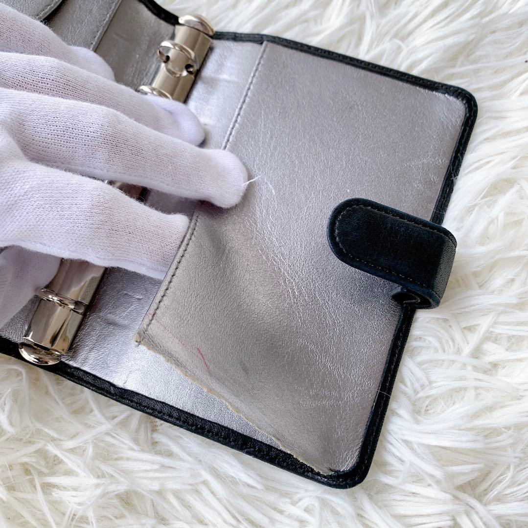 シャネル 手帳カバー　マドモアゼル ココマーク 6穴　ラムスキン　ブラック