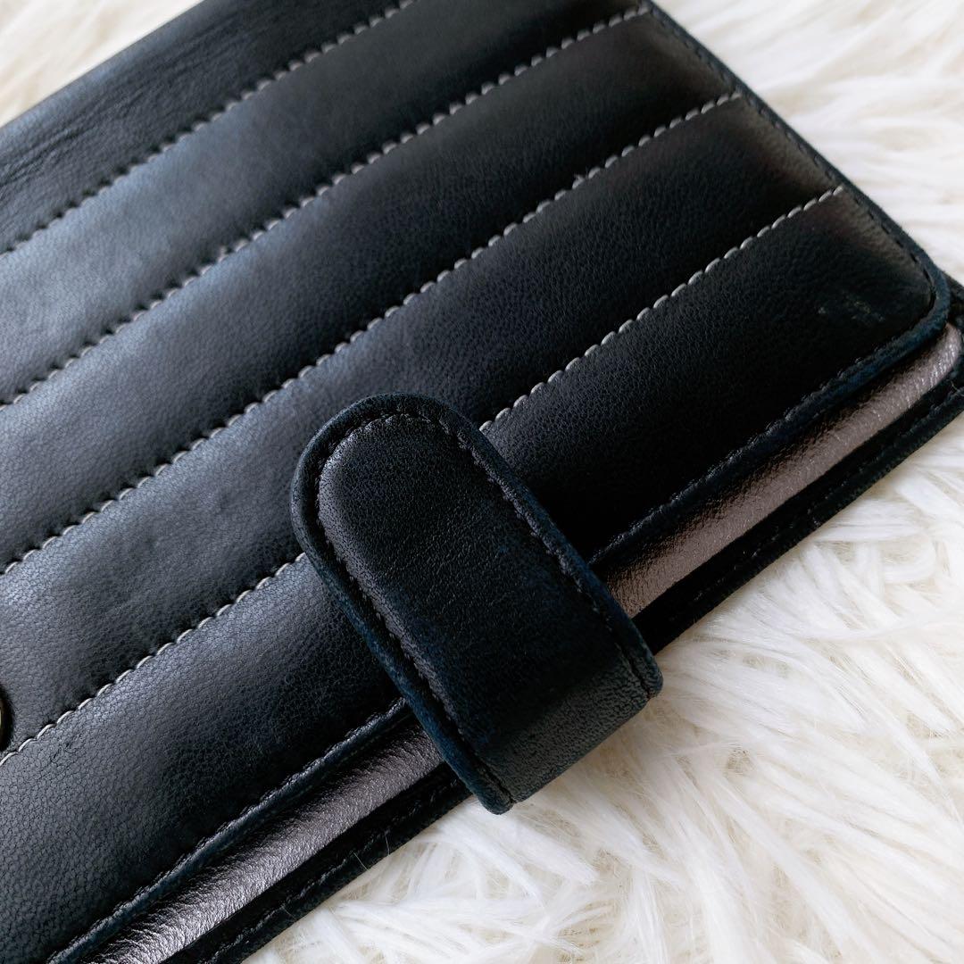 シャネル 手帳カバー　マドモアゼル ココマーク 6穴　ラムスキン　ブラック