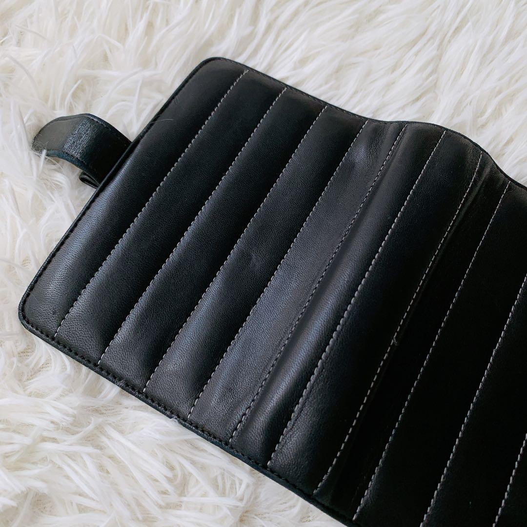 シャネル 手帳カバー　マドモアゼル ココマーク 6穴　ラムスキン　ブラック